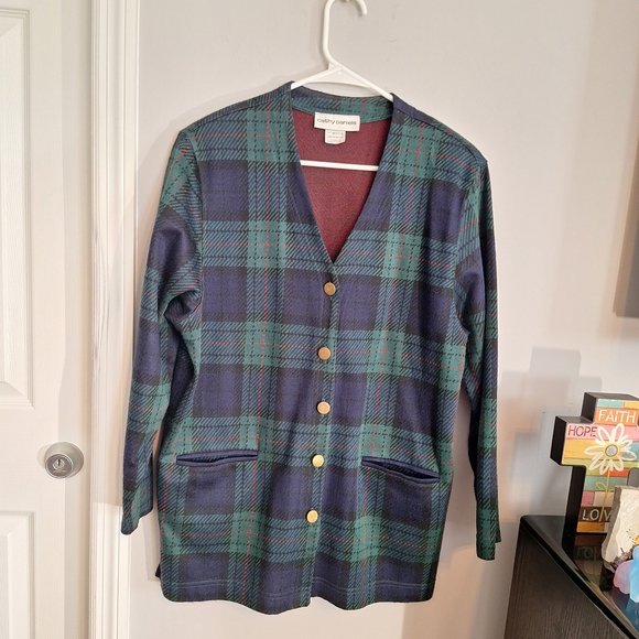 Cathy Daniels Sweaters - Cathy Daniels Vintage Plaid Knit Cardigan